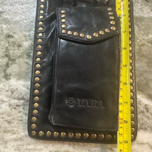 Myra Western Wanderer Leather Bag with Gold Studs - Picture 3 of 6